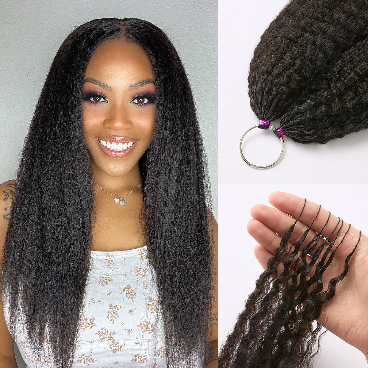 Readitress Pre-Separated Feather Crochet Human Hair Extensions Kinky Straight Protective Style with Free Gifts - US Only-06