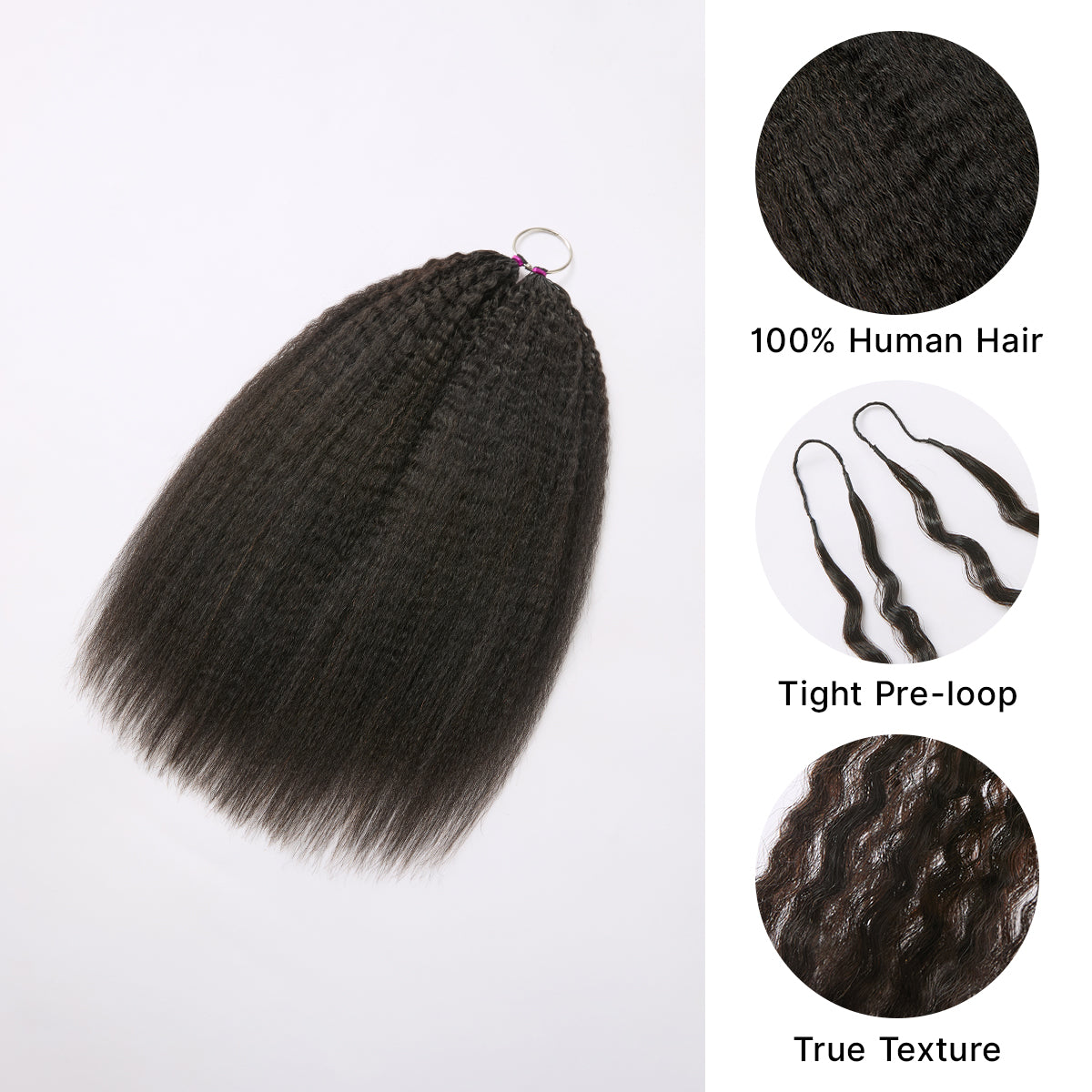 Readitress Pre-Separated Feather Crochet Human Hair Extensions Kinky Straight Protective Style with Free Gifts - US Only-02