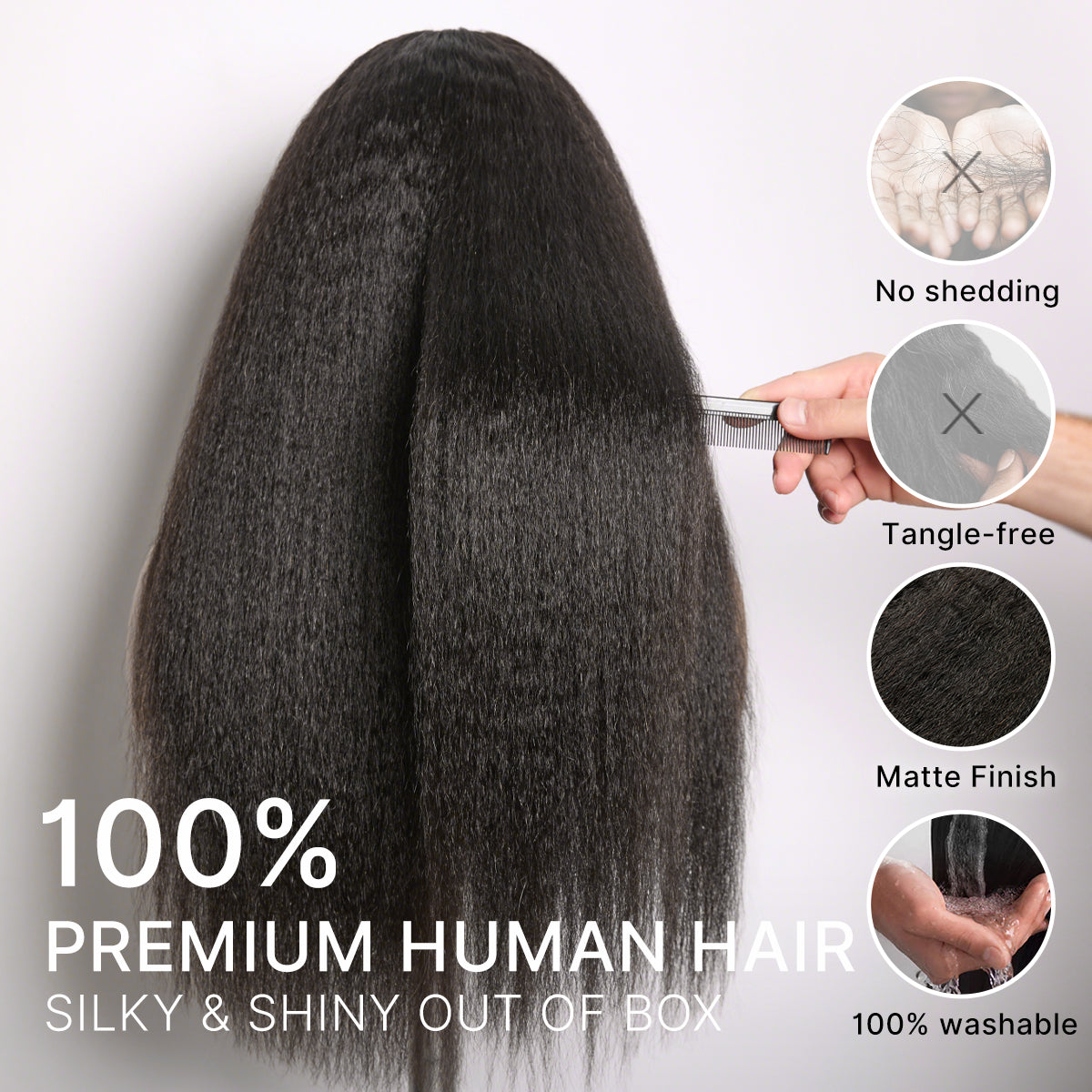 Readitress Pre-Separated Feather Crochet Human Hair Extensions Kinky Straight Protective Style with Free Gifts - US Only-07