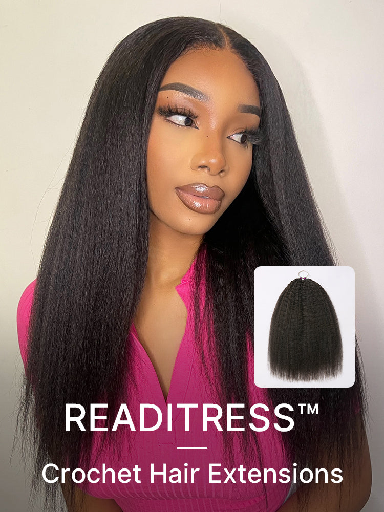 Readitress Pre-Separated Feather Crochet Human Hair Extensions Kinky Straight Protective Style with Free Gifts - US Only-08