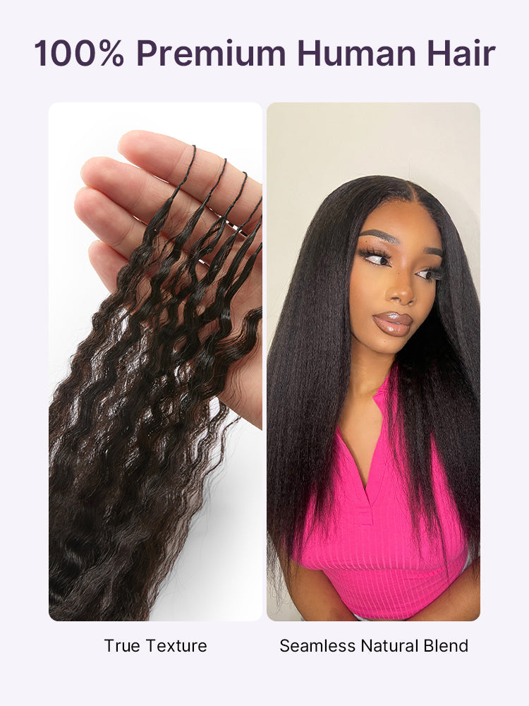 Readitress Pre-Separated Feather Crochet Human Hair Extensions Kinky Straight Protective Style with Free Gifts - US Only-11