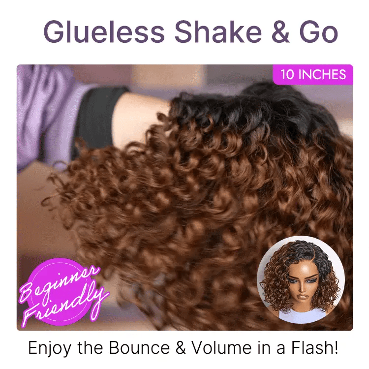 Ready to Go Ombre Brown Water Wave Short Curly Bob Wig Glueless Minimalist HD Lace Wig Pre-Cut Lace-02