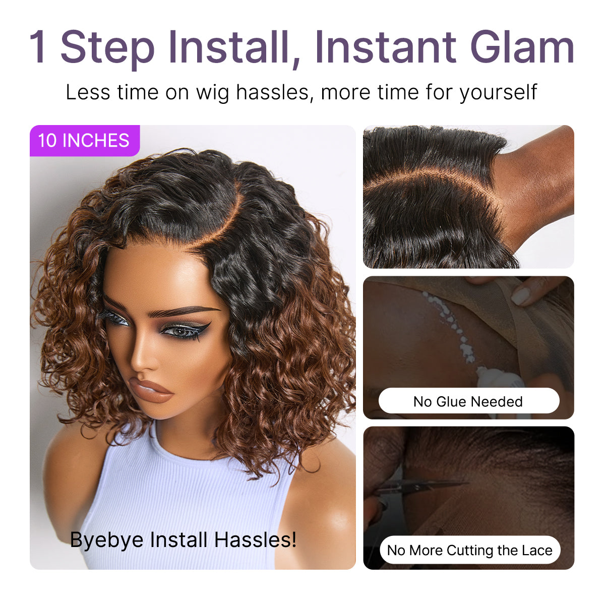 Ready to Go Ombre Brown Water Wave Short Curly Bob Wig Glueless Minimalist HD Lace Wig Pre-Cut Lace-05