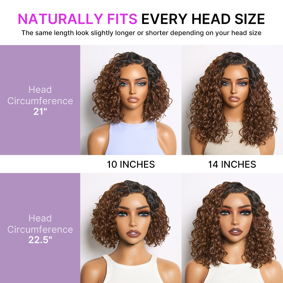 Luvme Hair ombre brown water wave short curly bob wig with HD lace, glueless, pre-cut lace, and minimalist style.