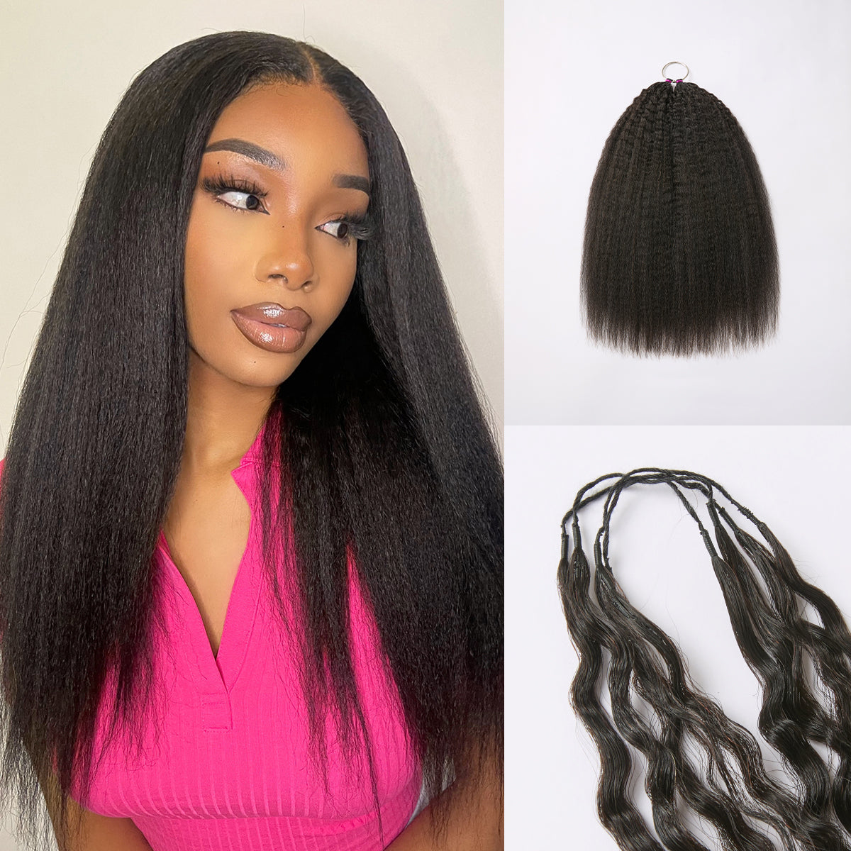 Luvme Hair Readitress™ Pre-Separated Reusable Miracle Knots Feather Crochet Human Hair Extensions with deep wave and kinky straight textures