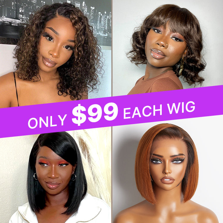 $99 Each | Final Deal 8 inches to 12 inches | Short Wig | 4 Styles Available Only 50 Left | No Code Needed | US ONLY-11