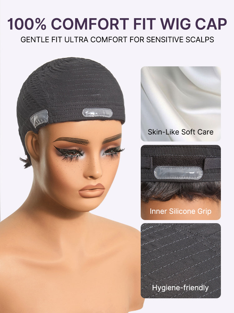 48H Delivery | Throw On & Go Natural Black Big Curly Glueless Short Wig Ultra Comfort Cotton Cap Hair Loss Friendly Wig-15