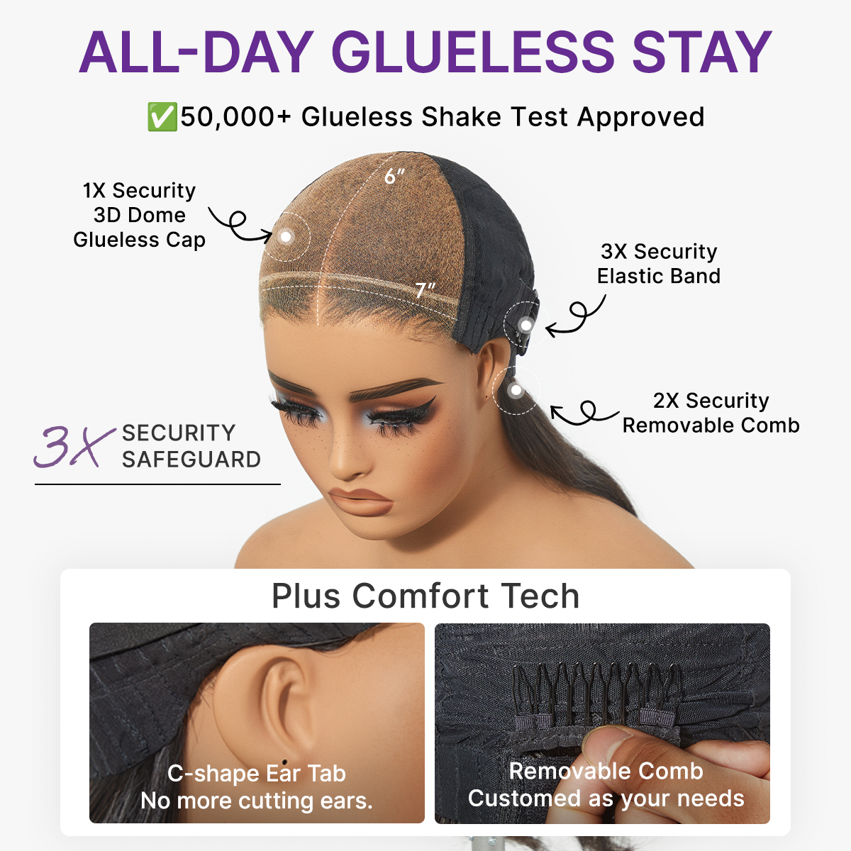 Luvme All-Day Comfort Wig 200% Density Deep Wave Glueless 7x6 Closure HD Lace Human Hair Wig Pre-Cut Lace-10