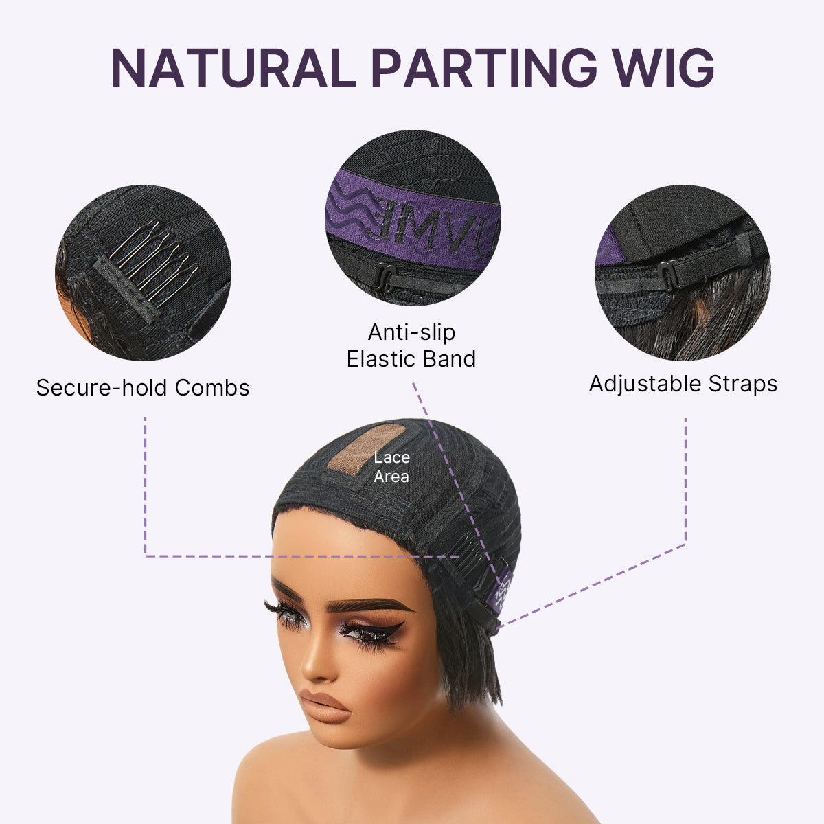 Throw On & Go Natural Black Pixie Cut with Swept Bangs Glueless Minimalist Lace Wig-08