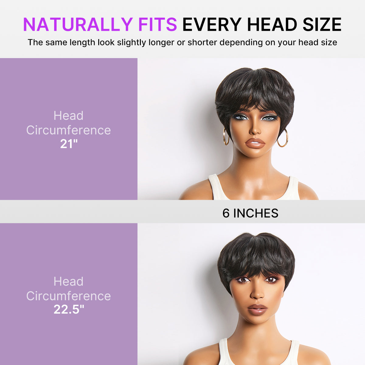 Throw On & Go Natural Black Pixie Cut with Swept Bangs Glueless Minimalist Lace Wig-09