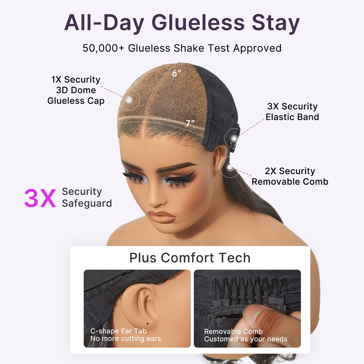 Luvme All-Day Comfort™ Wig Ombre Brown Silky Blunt Cut Bob Glueless 7x6 Closure HD Lace Wig Pre-Cut Lace-07