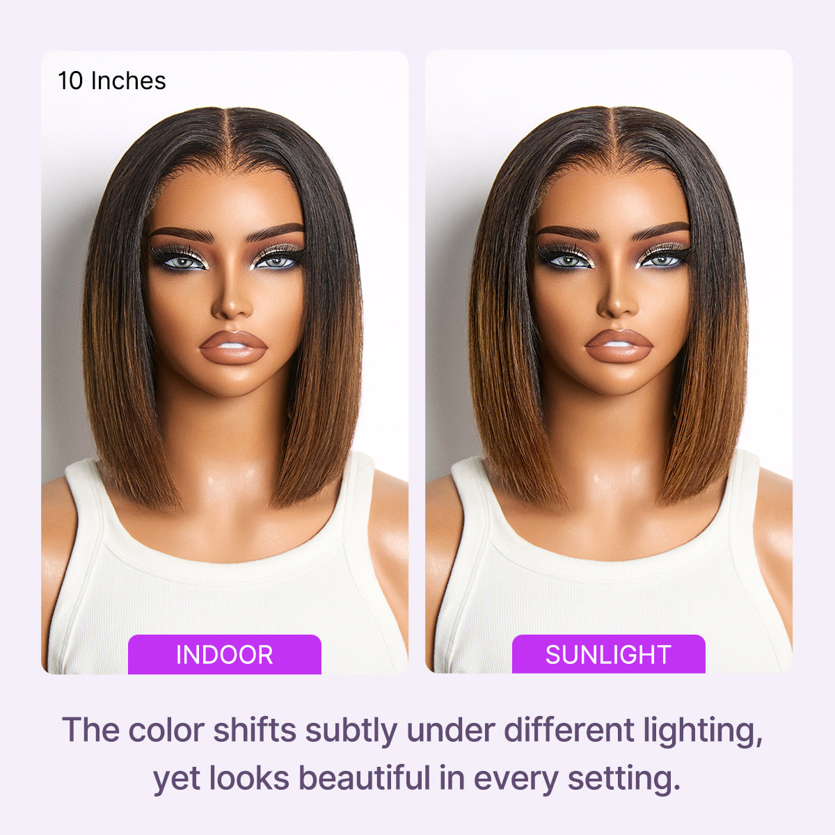 Luvme All-Day Comfort™ Wig Ombre Brown Silky Blunt Cut Bob Glueless 7x6 Closure HD Lace Wig Pre-Cut Lace-11