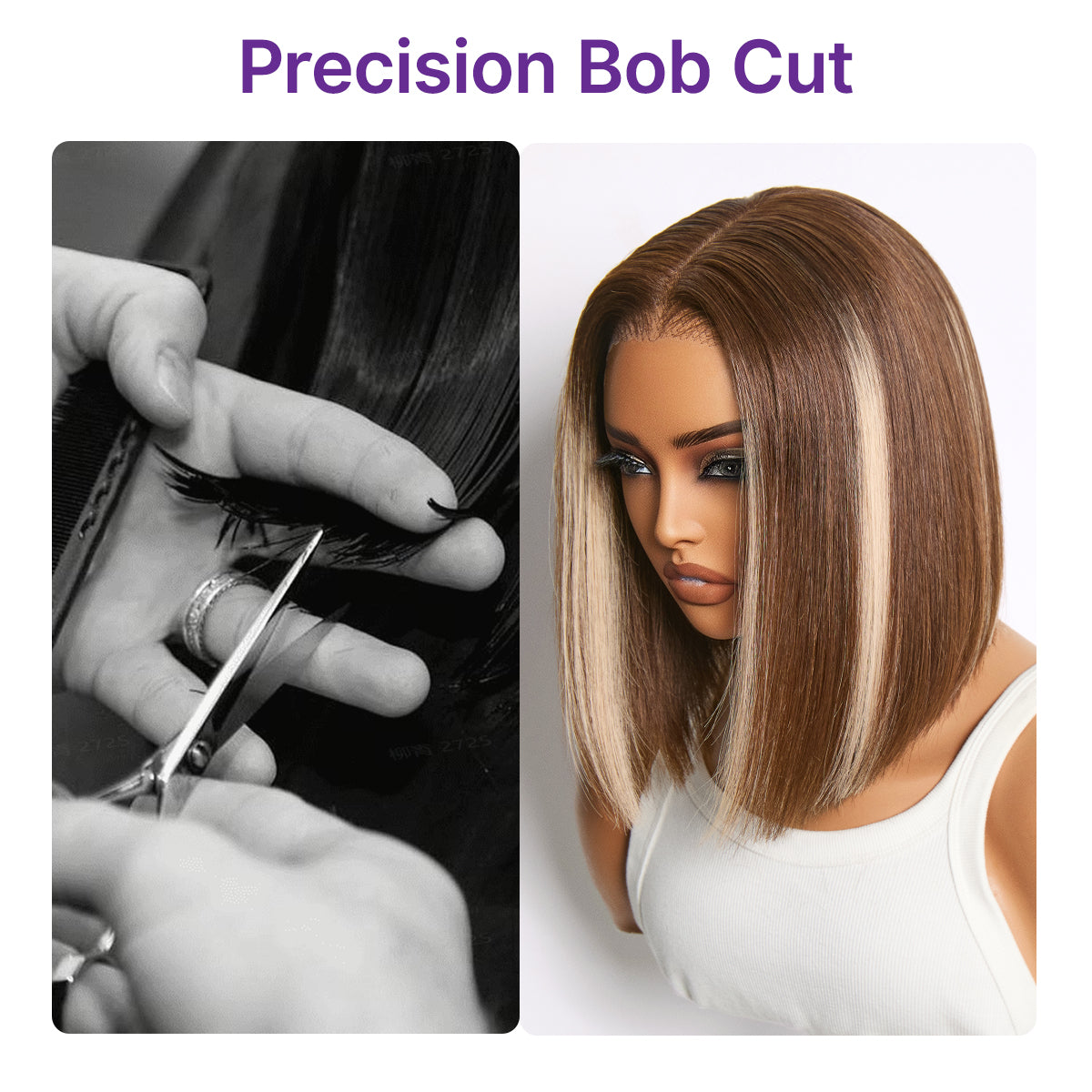 Ash Blonde Highlight Glueless 5x5 HD Closure Lace Bob Wig Pre-Cut Lace Flexi-Fit Drawstring Cap-04