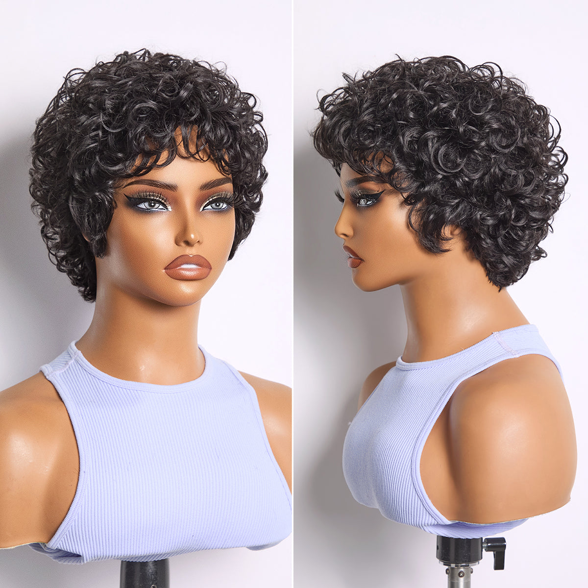 Short Pixie Cut Wig Human Hair Ultra Comfort Throw On and Go Glueless Bob Wig Throw On & Go Glueless Pixie Cut With Bangs Wig Ultra Comfort main image 3