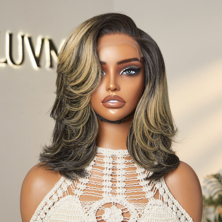 Vip Day Only | Honey Blonde Highlight Layered Cut Glueless Wig Minimalist HD Lace Human Hair Wig-01