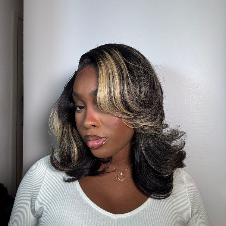 Vip Day Only | Honey Blonde Highlight Layered Cut Glueless Wig Minimalist HD Lace Human Hair Wig-06