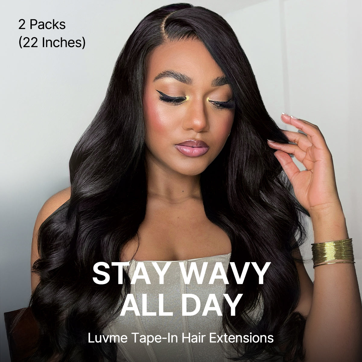 Tape in Extensions Human Hair 110g 40pcs Body Wave Natural Black Seamless Invisible Double Sided Extensions-03