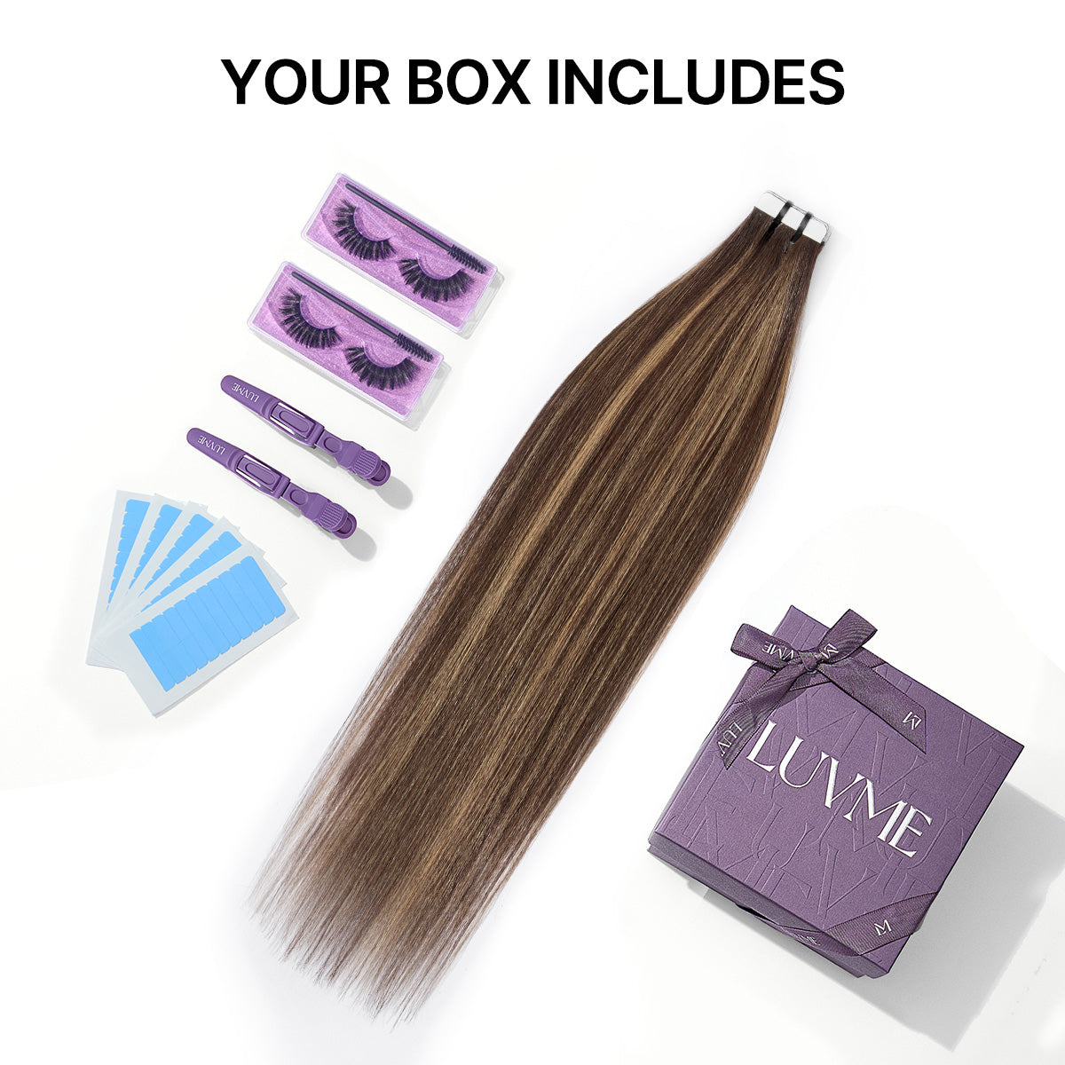 Chocolate Caramel Highlight Tape In Hair Extensions Human Hair 20pcs 50g Silky Straight Invisible Double Sided Tape Extensions-09