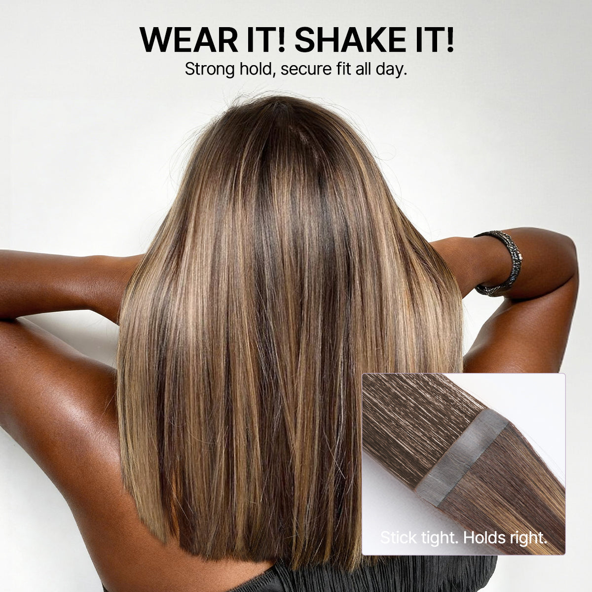 Chocolate Caramel Highlight Tape In Hair Extensions Human Hair 20pcs 50g Silky Straight Invisible Double Sided Tape Extensions-04