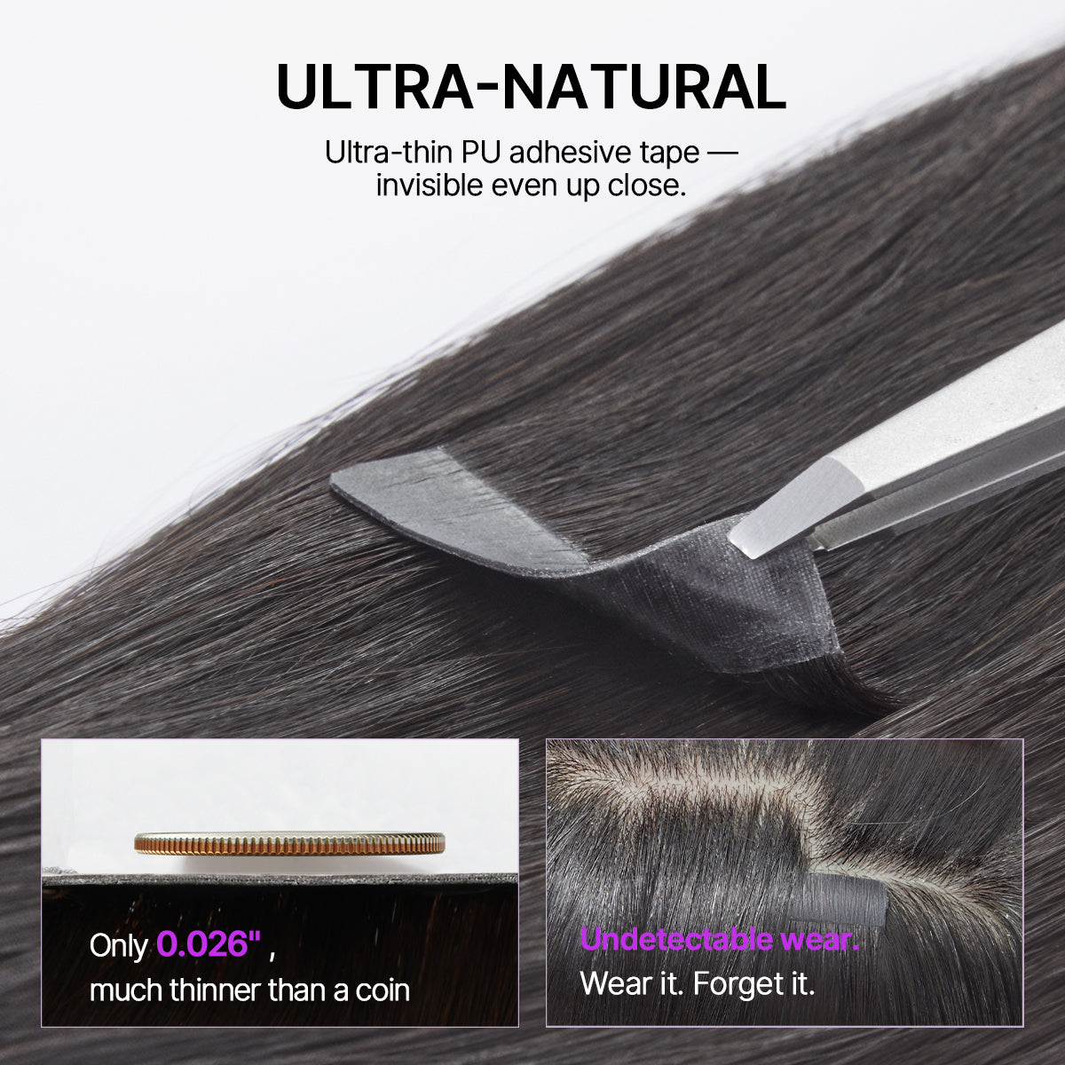 Tape In Hair Extensions Human Hair 20pcs 50g Silky Straight Natural Black Invisible Double Sided Tape Extensions-03