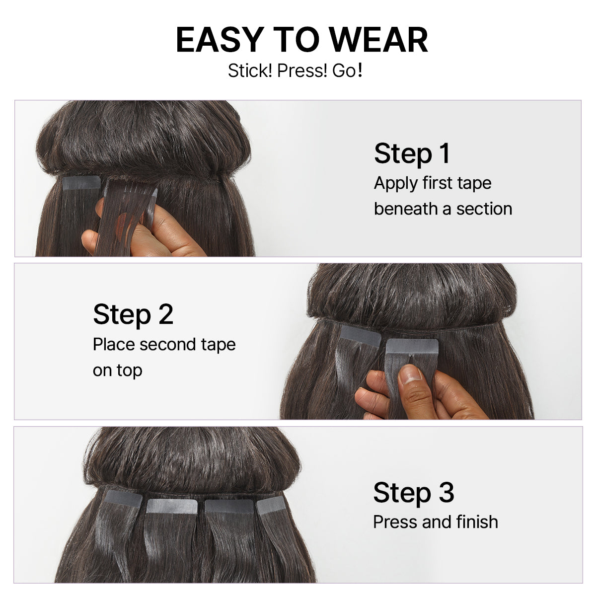 Tape In Hair Extensions Human Hair 20pcs 50g Silky Straight Natural Black Invisible Double Sided Tape Extensions-07