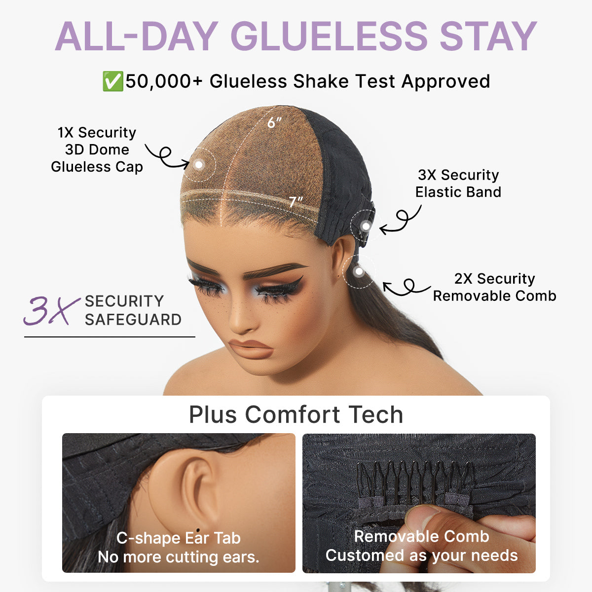 Luvme All-Day Comfort Wig 180% Density Soft & Full Water Wave Glueless 7x6 Closure HD Lace Human Hair Wig Pre-Cut Lace-11