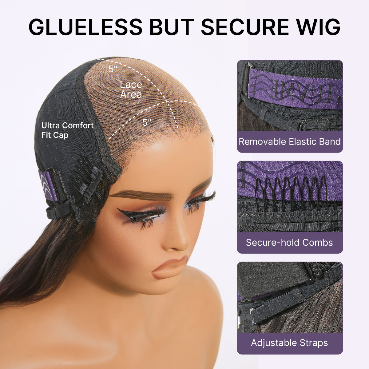 Ombre Reddish Brown Loose Wave Glueless 5x5 Closure Lace Wig with Bangs Pre-Cut Lace-09