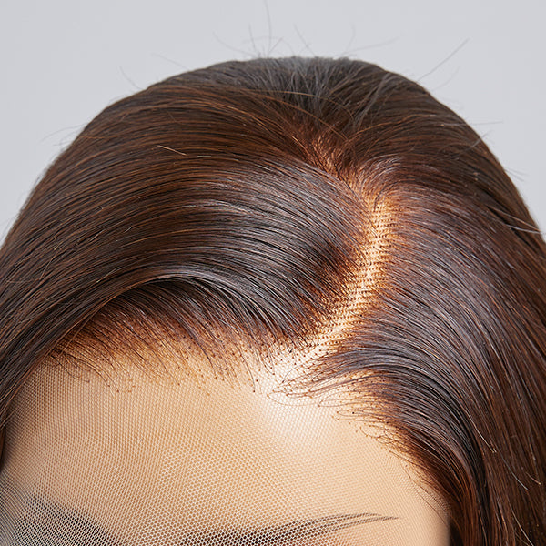 Limited Design | Amanda Honey Brown Highlight Glueless 13x4 Frontal Lace Side Part Long Wig | Large & Small Cap Size-04