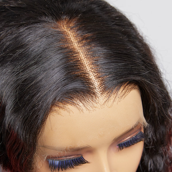 Limited Design | Burgundy Tails Highlight Deep Wave Glueless 13x4 Frontal HD Lace Long Wig 100% human hair-04
