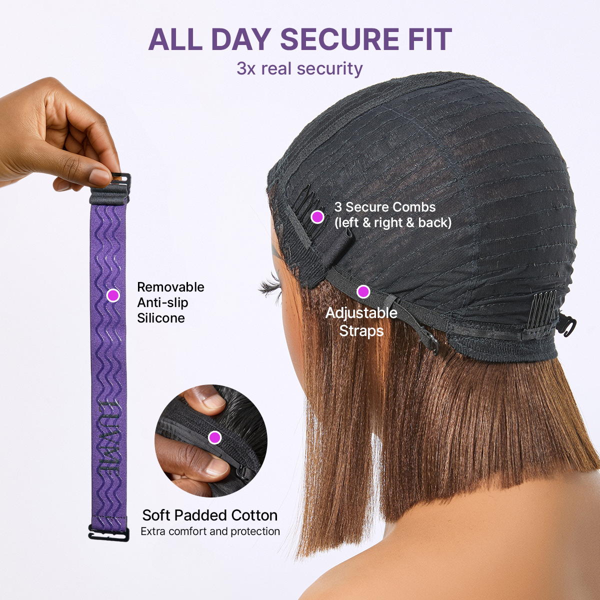 Luvme Hair honey blonde highlight Yaki blunt cut bob wig with bangs, glueless minimalist lace, beginner-friendly and stylish.