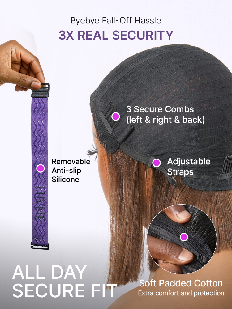 Special Add-On | Beginner Friendly Honey Blonde Highlight Yaki Blunt Cut Bob Glueless Minimalist Lace Bob Wig with Bangs-19
