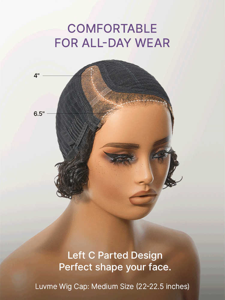 New Customers Only | Water Wave Pixie Cut Water Wave Glueless Minimalist HD Lace Short Curly Wig-18