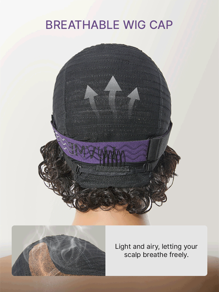 Water Wave Pixie Cut Water Wave Glueless Minimalist HD Lace Short Curly Wig-21