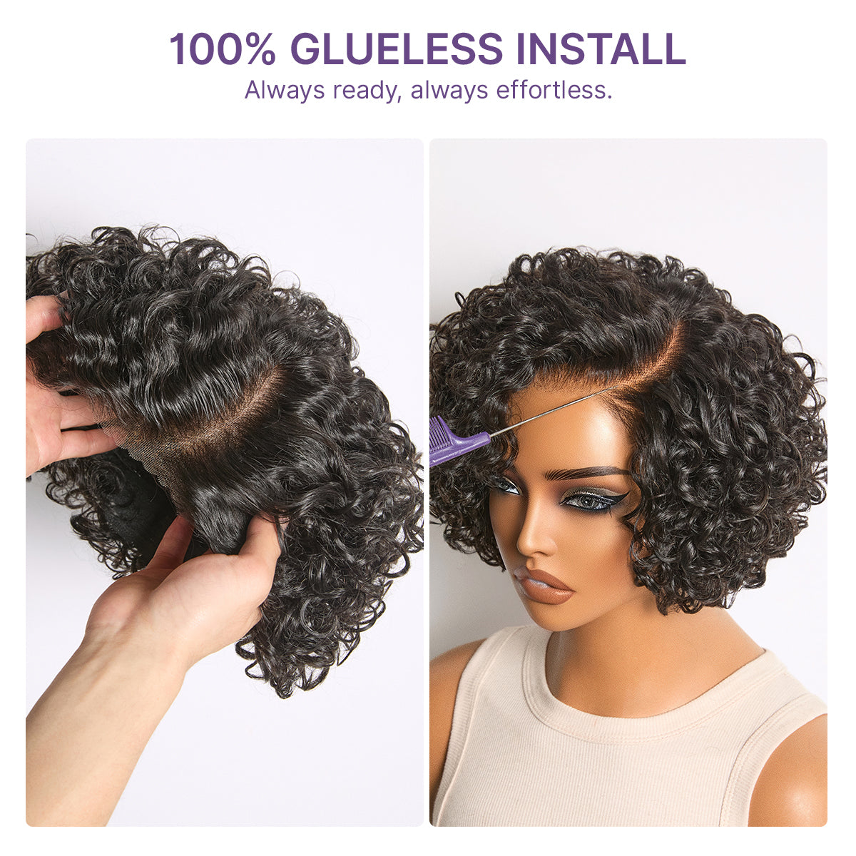 Water Wave Pixie Cut Water Wave Glueless Minimalist HD Lace Short Curly Wig-25