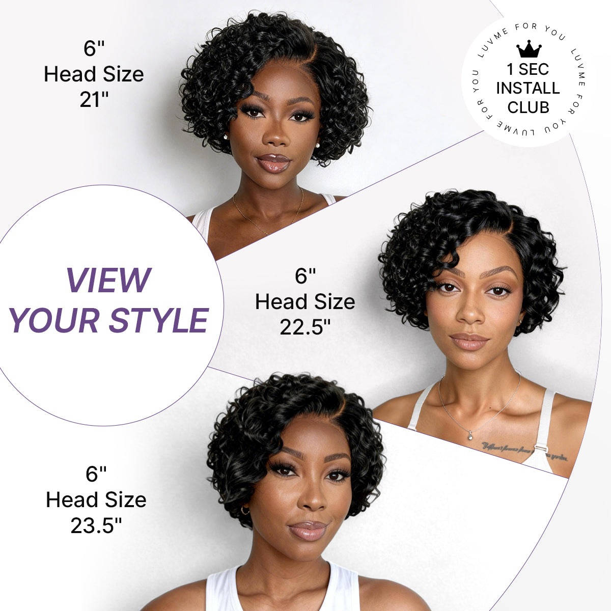Luvme Hair water wave pixie cut wig with short curly water wave style, glueless HD lace for a natural look.