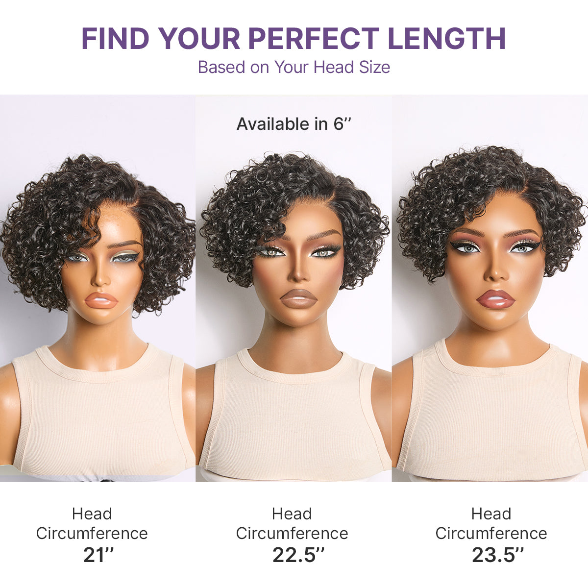 Natural black and brown highlight water wave pixie cut wig by Luvme Hair, short curly style with HD lace and minimal glueless design.