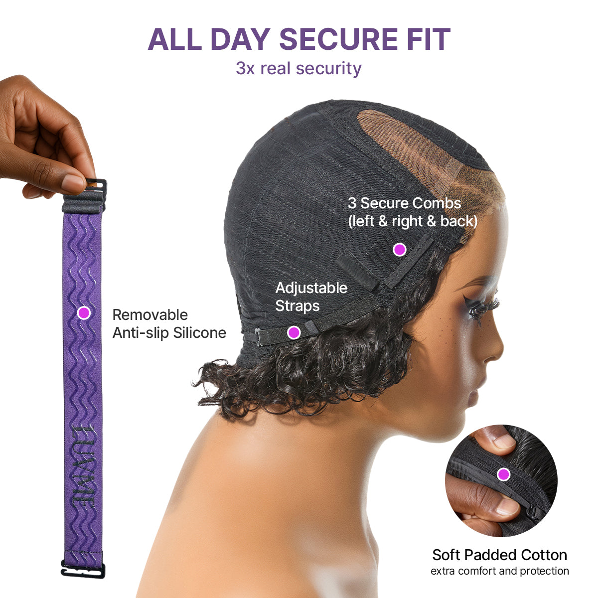 Luvme Hair water wave pixie cut wig with short curly water wave style, glueless, minimalist HD lace, natural curly texture