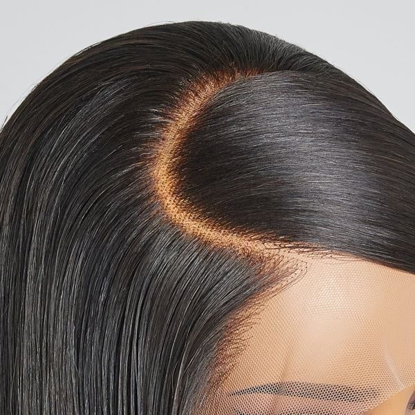Luvme 13x4 frontal lace wig with silky straight 90s-inspired side swoop, long 100% human hair, glueless installation