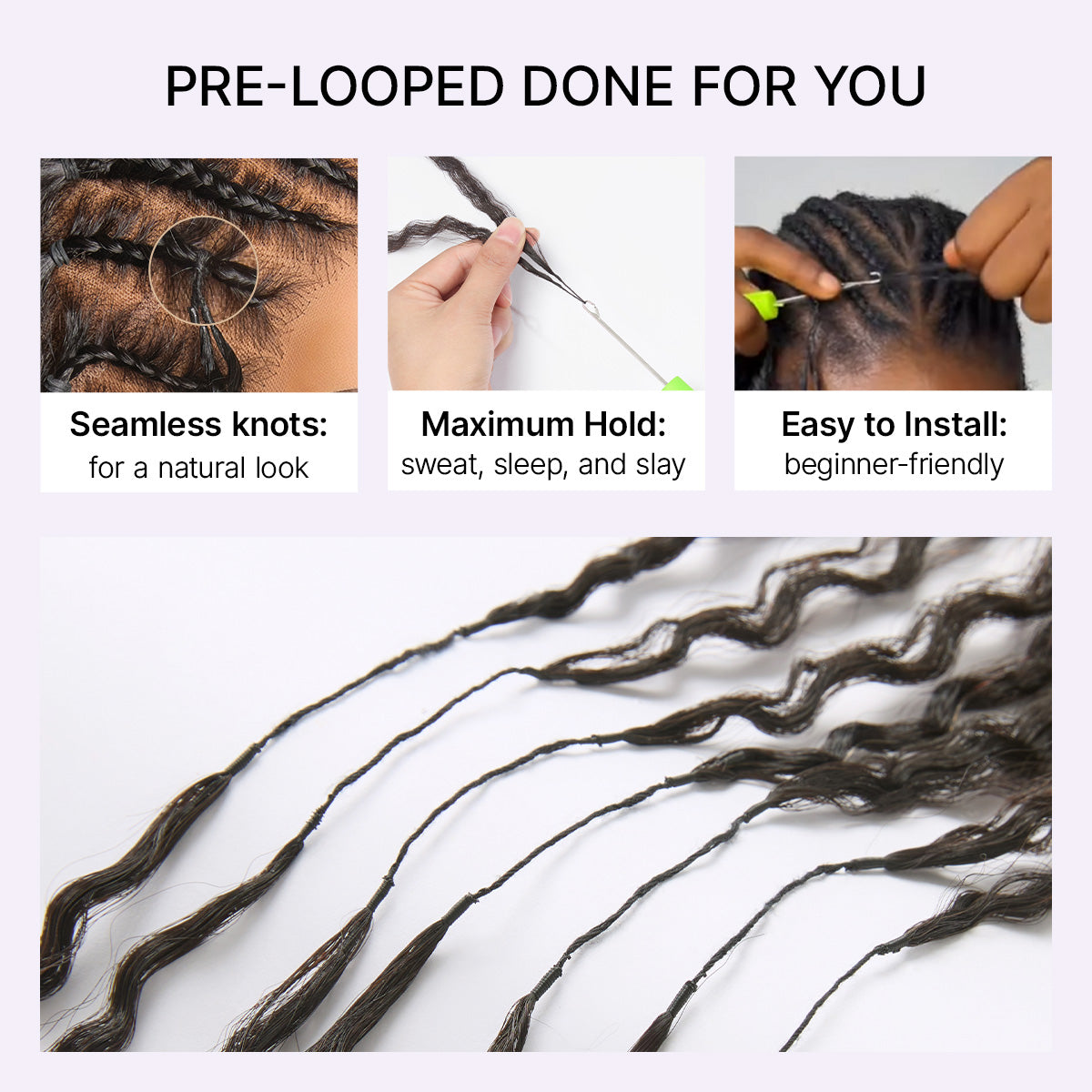 Readitress™ Pre-Separated Feather Crochet Human Hair Extensions Deep Wave / Kinky Straight / Silky Straight Protective Style with Free Gifts - US Only-20