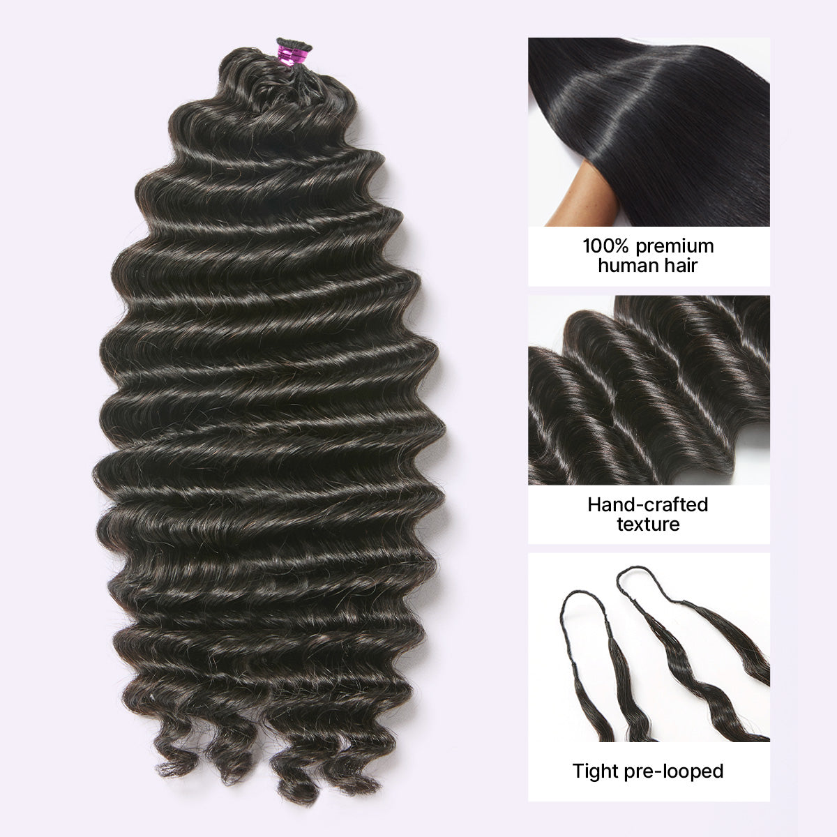 Readitress™ Pre-Separated Feather Crochet Human Hair Extensions Deep Wave / Kinky Straight / Silky Straight Protective Style with Free Gifts - US Only-18