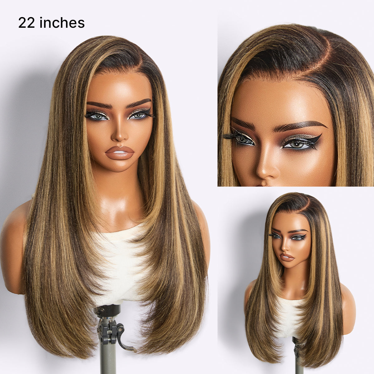 New Customers Only | Luvme All-Day Comfort Wig 180% Density Blonde Highlight Butterfly Cut Layered Light Yaki Straight Glueless 7x6 Closure HD Lace Wig Pre-Cut Lace-03