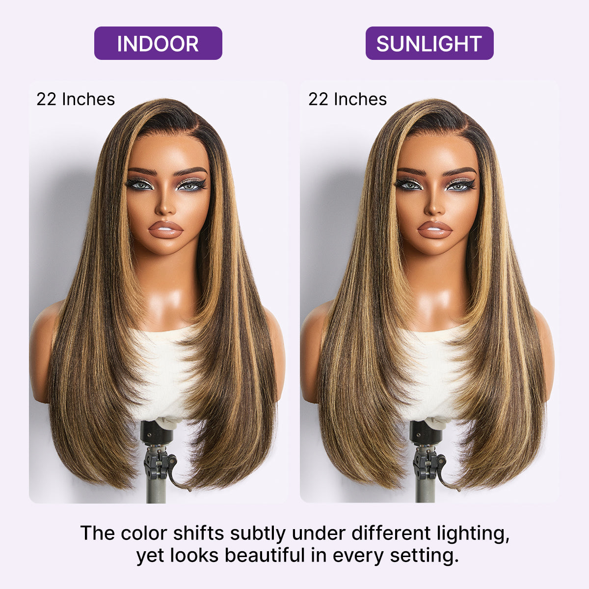 Luvme All-Day Comfort Wig 180% Density Blonde Highlight Butterfly Cut Layered Light Yaki Straight Glueless 7x6 Closure HD Lace Wig Pre-Cut Lace-13