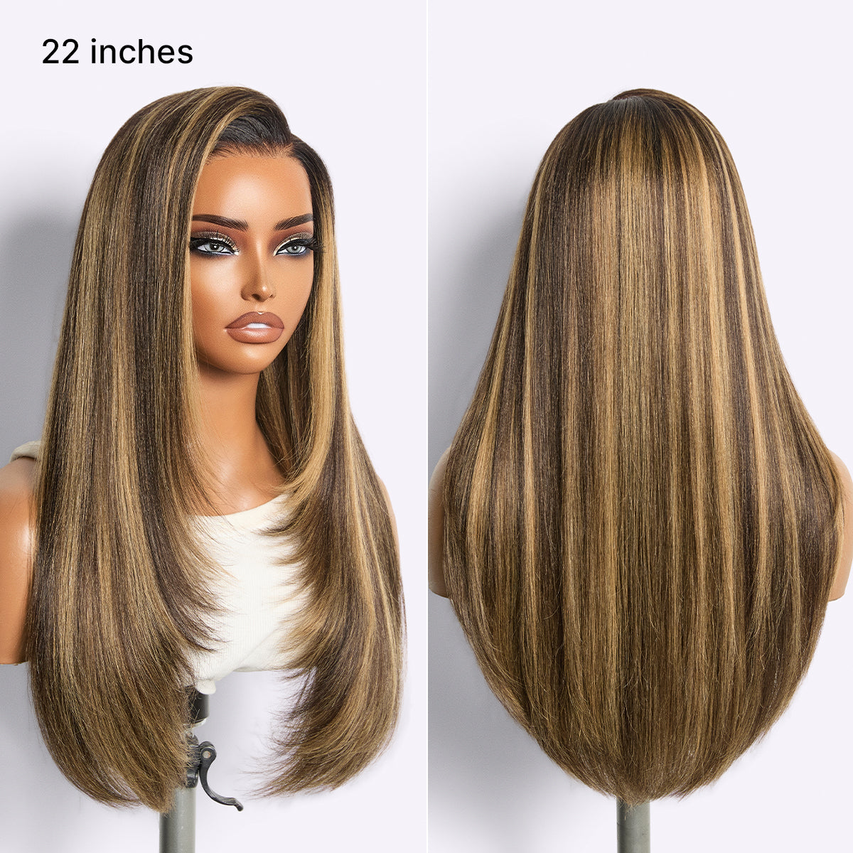 Luvme All-Day Comfort Wig 180% Density Blonde Highlight Butterfly Cut Layered Light Yaki Straight Glueless 7x6 Closure HD Lace Wig Pre-Cut Lace-14