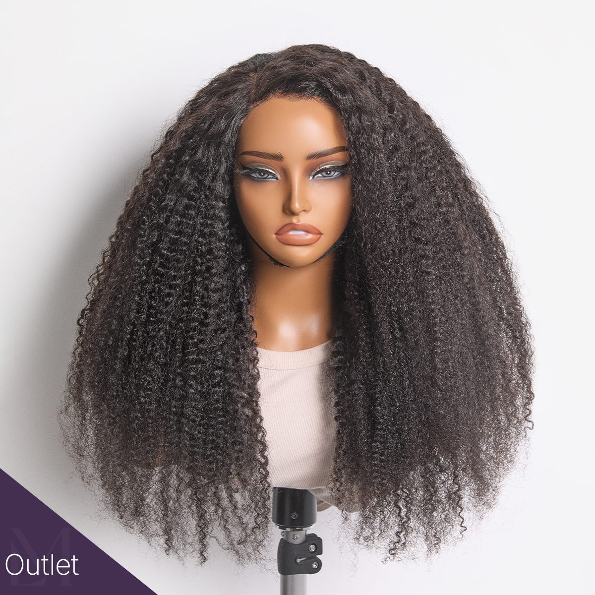 Outlet | Natural Black Jerry Curly 5x5 Closure Lace Glueless Wig-01