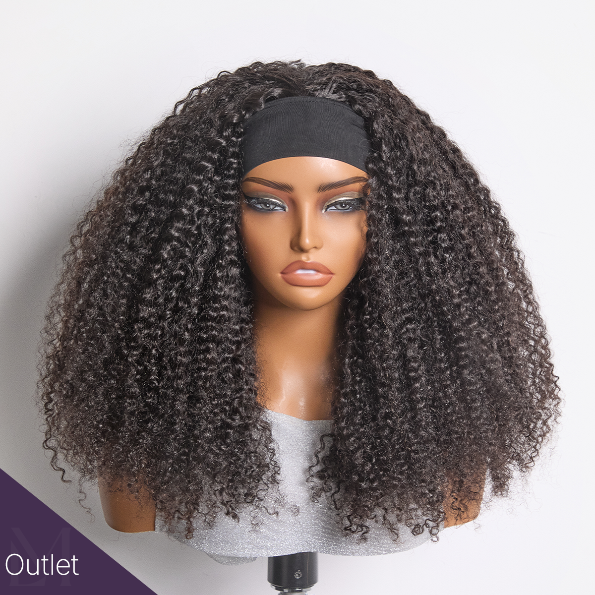 Outlet | Throw On & Go Short Jerry Curl Headband Wig-01