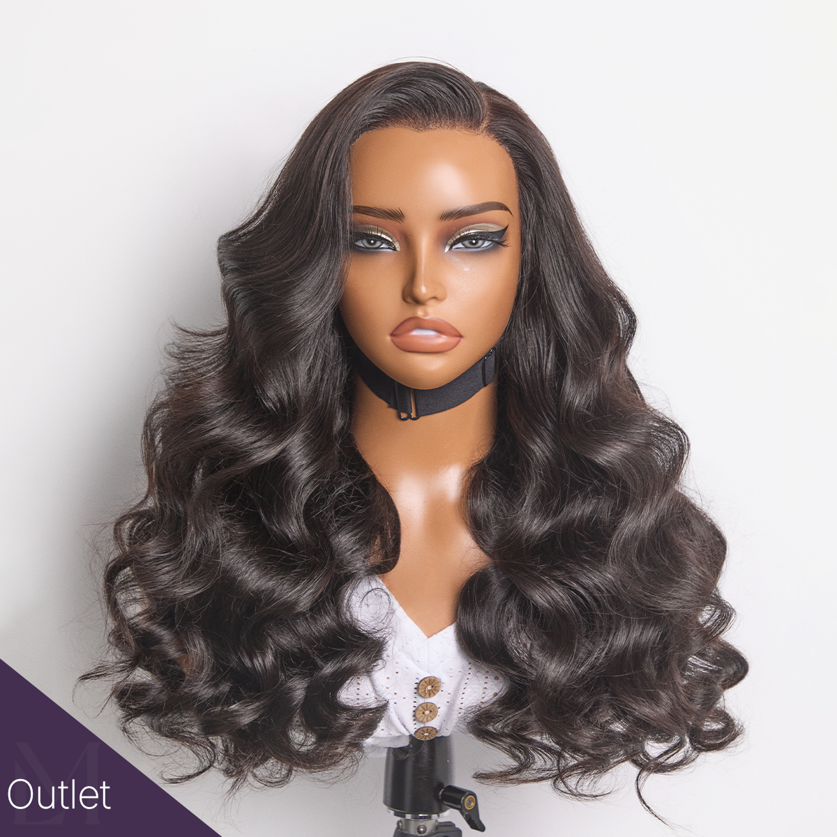 Outlet | Natural Black 360 Lace Loose Body Wave Wig Pre-cut Lace-01