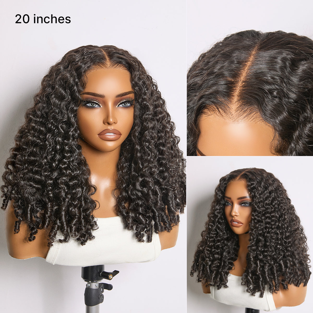 180% Density Burmese Curly Finger Coil Ends Glueless 5x5 Closure HD Lace Wig Pre-Cut Lace-03