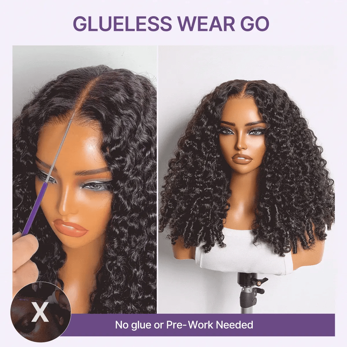 Luvme Hair Burmese curly 5x5 HD lace wig with pre-cut lace and finger coil ends, 180% density, glueless, natural hairline.