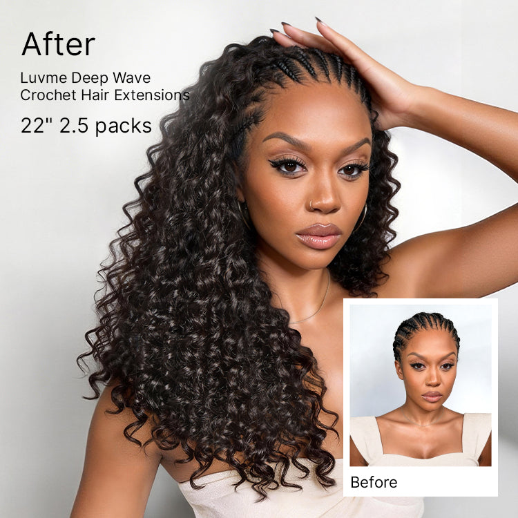 Readitress™ Pre-Separated Feather Crochet Human Hair Extensions Deep Wave / Kinky Straight / Silky Straight Protective Style with Free Gifts - US Only-26