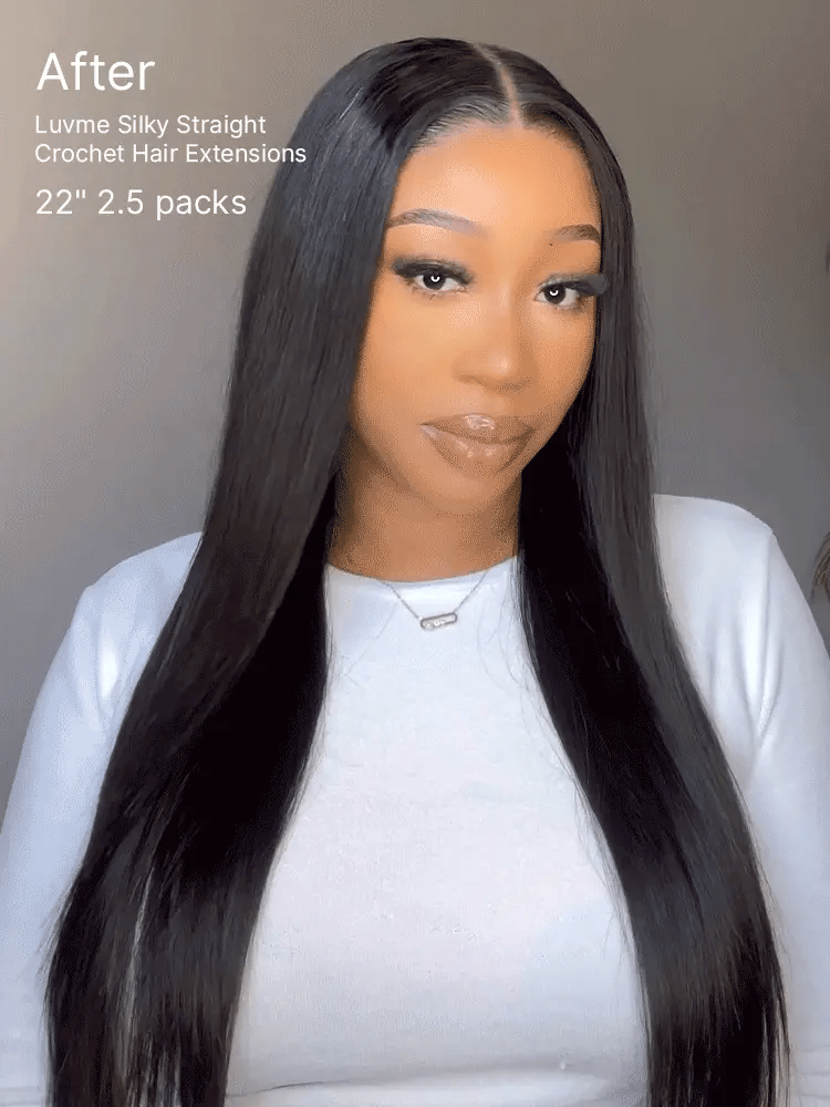 Luvme Hair Readitress™ pre-separated feather crochet human hair in silky straight style for boho braids and protective hairstyles.